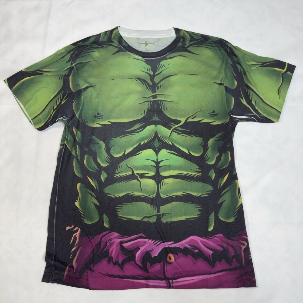 Universal Studios Mens M Marvel Incredible Hulk Shirt All Over Print Chest